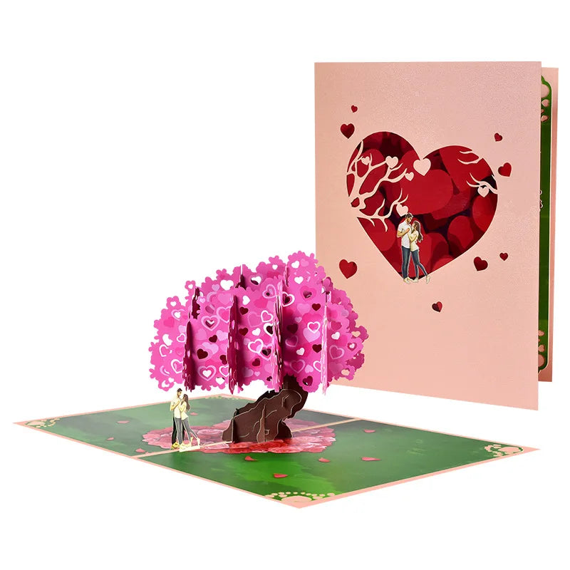 Love Postcard 3D Pop UP Greeting Cards Wedding Birthday Anniversary for Couples Wife Husband Handmade Valentines Day Gift