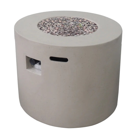 Lightweight Concrete Fire Pit 40000 BTU Light Grey Magnesium Oxide Outdoor Fire Table for Patio Backyard Garden Summer Nights