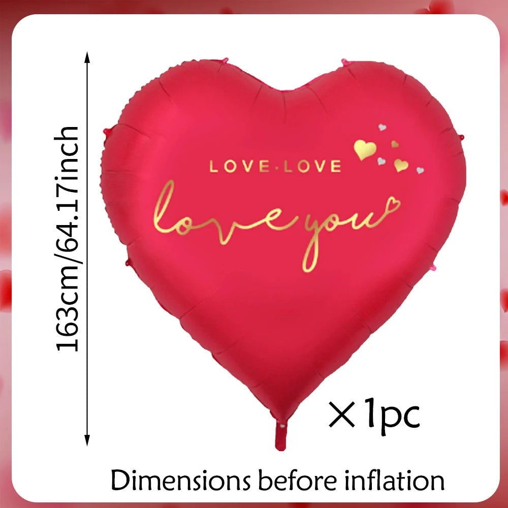 1pc oversized 63 inch Love You aluminum foil love balloon for Valentine's Day, weddings, anniversaries, and birthday decorations