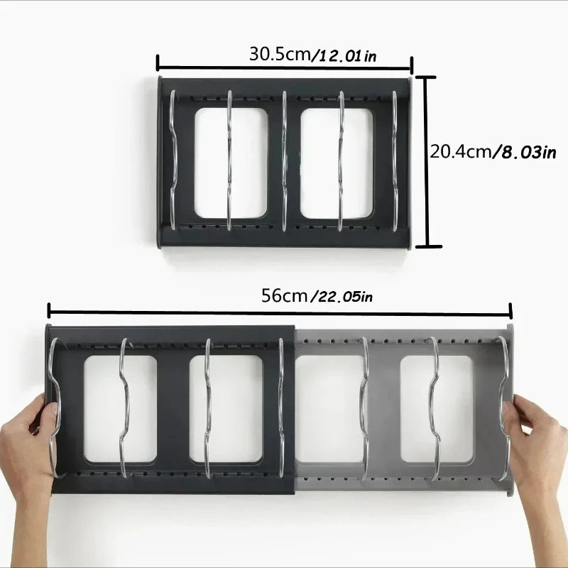 Expandable Pots and Pans Storage Rack for Cabinets Pot and Lid Holder with 6 Adjustable Shelves for Kitchen Organisation Tools