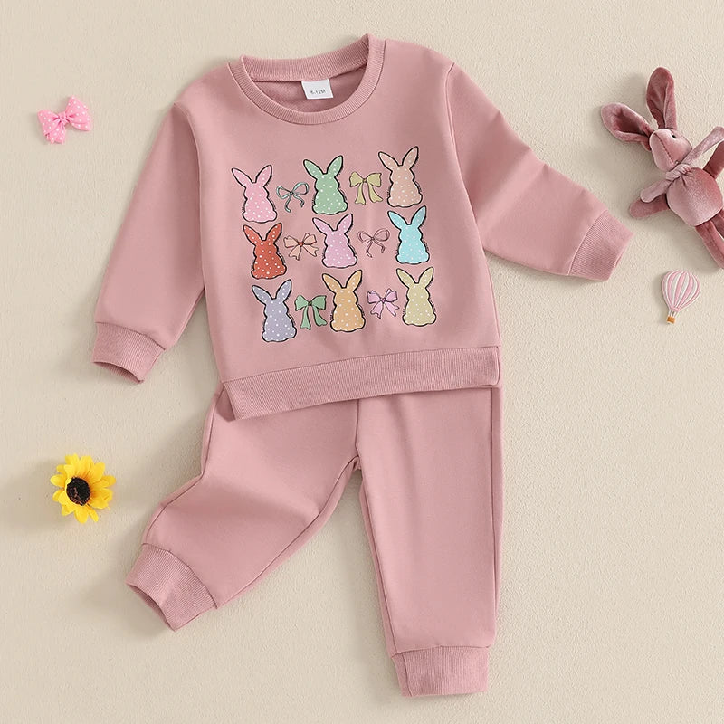 Toddler Girls 2-piece Set Floral Ruffle Sleeve Top with Bow Detail and Elastic Waist Leggings Spring Outfit for Kids