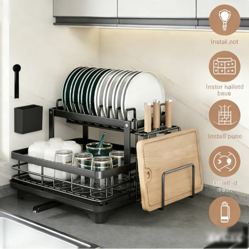 A Tray for Kitchen Sinks, Featuring a Dish Rack And a Water Collection Plate, Multifunctional Draining Rack