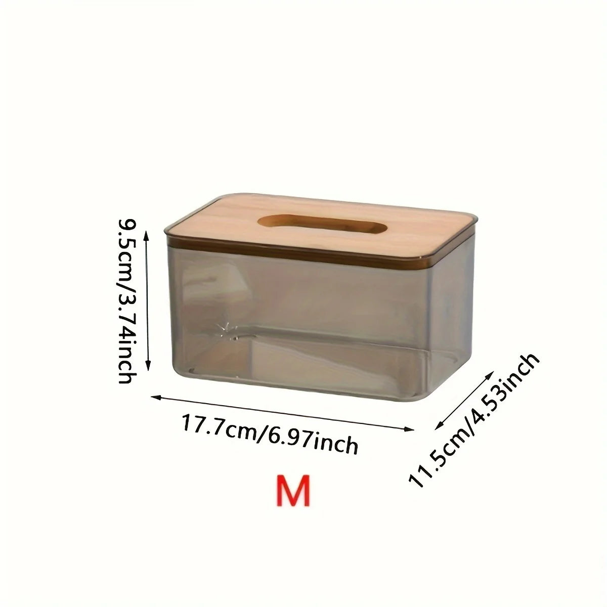 1pc-Multifunctional Tissue Holder Paper Box With Bamboo Cover Transparent Container Living Room Bedroom Tissue Storage Box