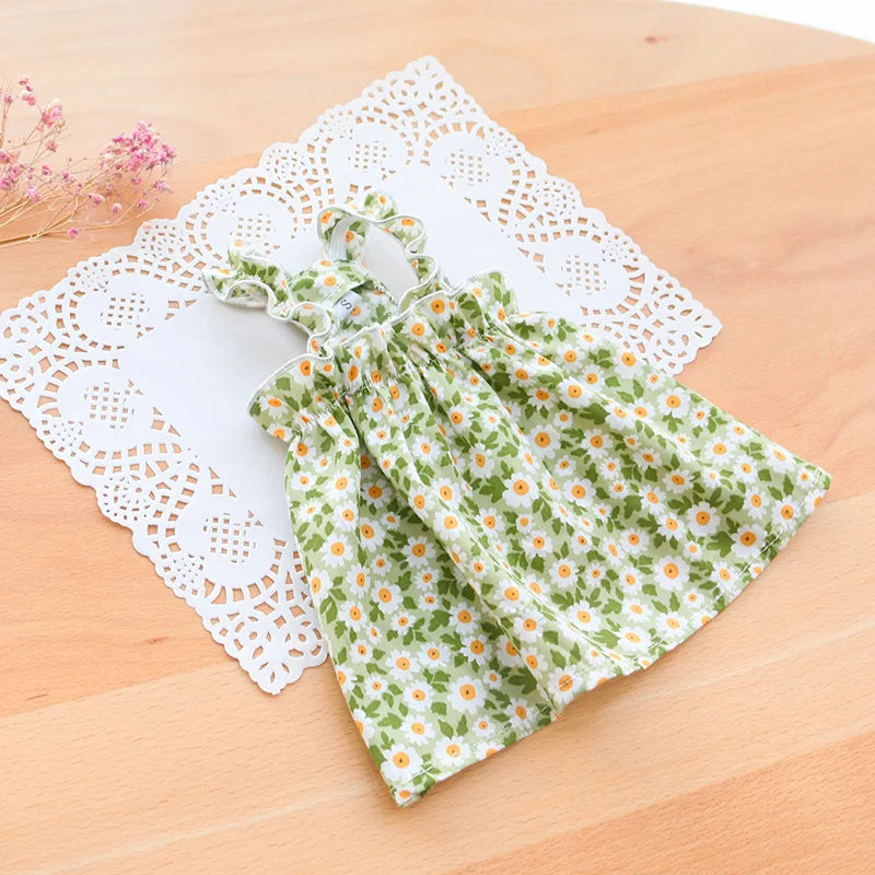 Summer Green Sphynx Cat Suspender Skirt Love Flower Pet Princess Dresses for Cats Gotas Katten Kedi Dog Dress mascotas Clothes