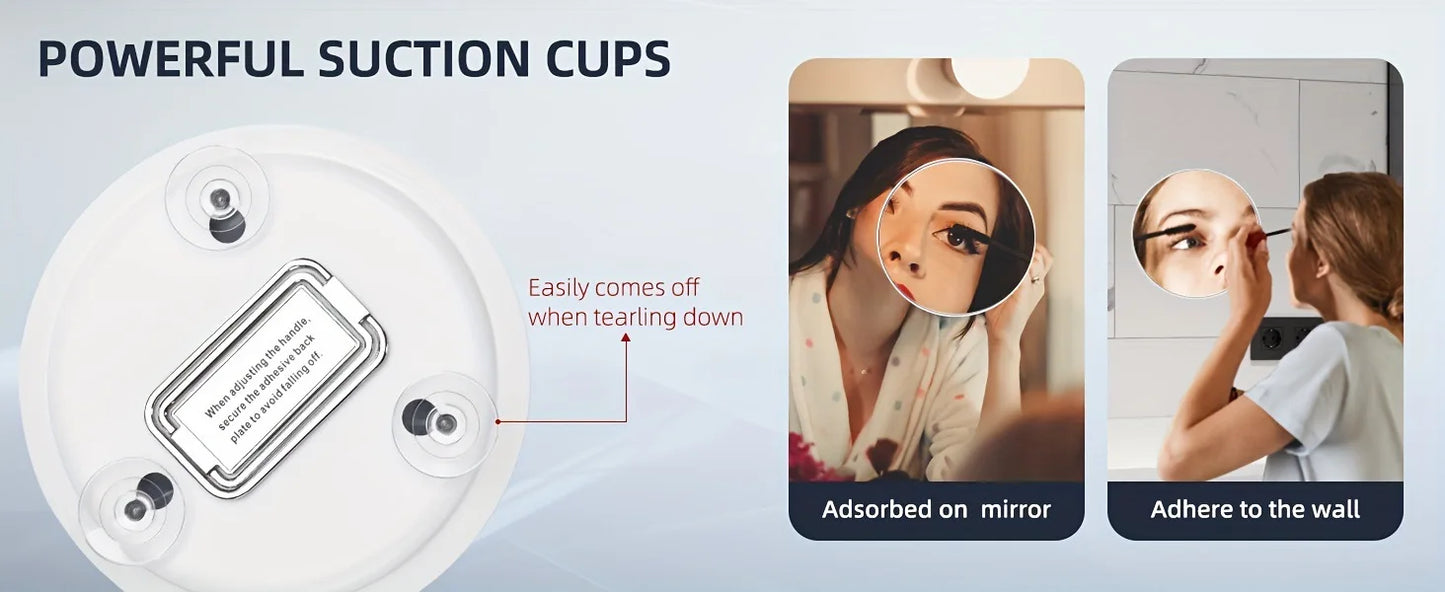 6" Round Make Up Mirror magnifying 10x 20x 30x Times With Suction Cups For Bathroom Mirror With 360 Stand