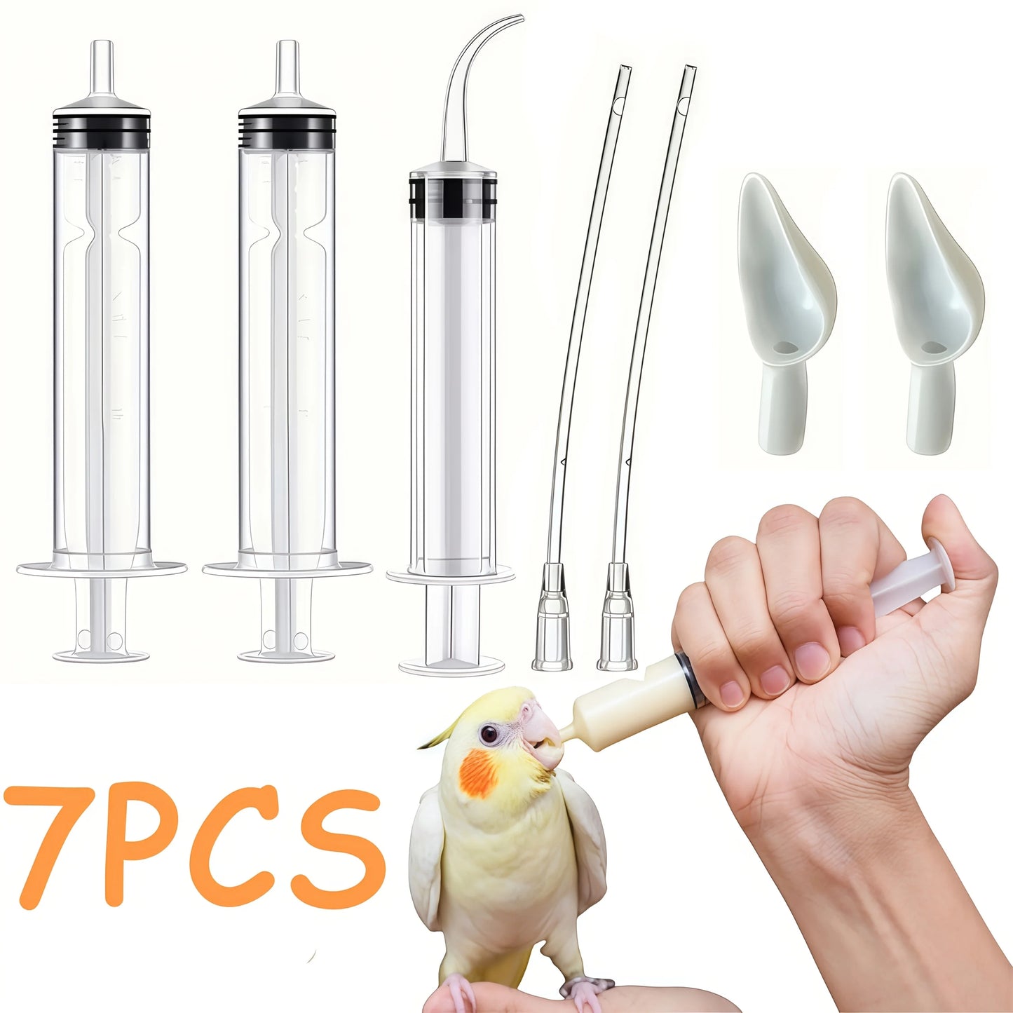 7-Piece Bird Feeding Syringe Set – Puppy & Kitten Nursing Feeder, Reusable Feeding Tools for Baby Birds, Parrots, Small Pets, and Orphaned Animals