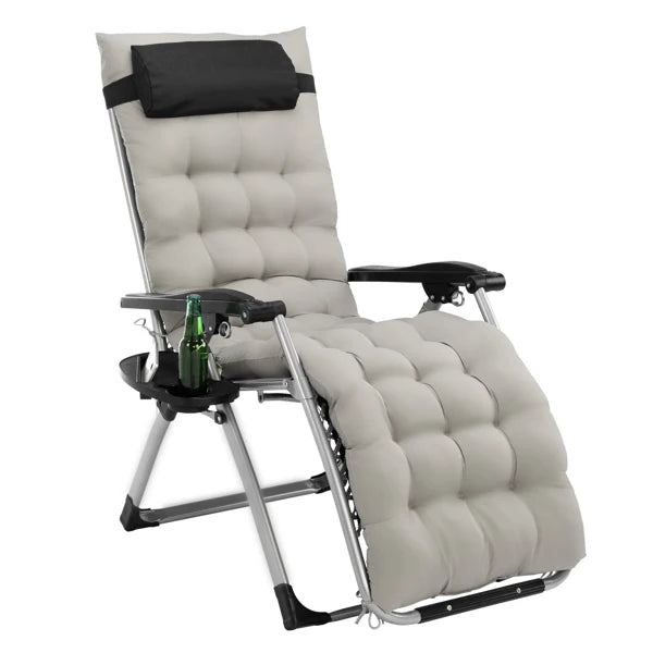 Infinity Zero Gravity Chair with Pad, Patio Chairs with Pillow and Utility Tray Adjustable Folding Recliner for Deck,Patio,Beach