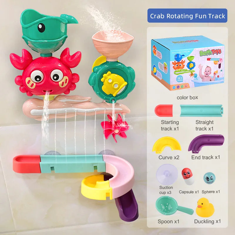 Baby Bathtub Water Play Set Rotating Sprinkler Kids Bath Toys Games for Bath Toddler Bathroom Suction Cup Shower Toys for Infant