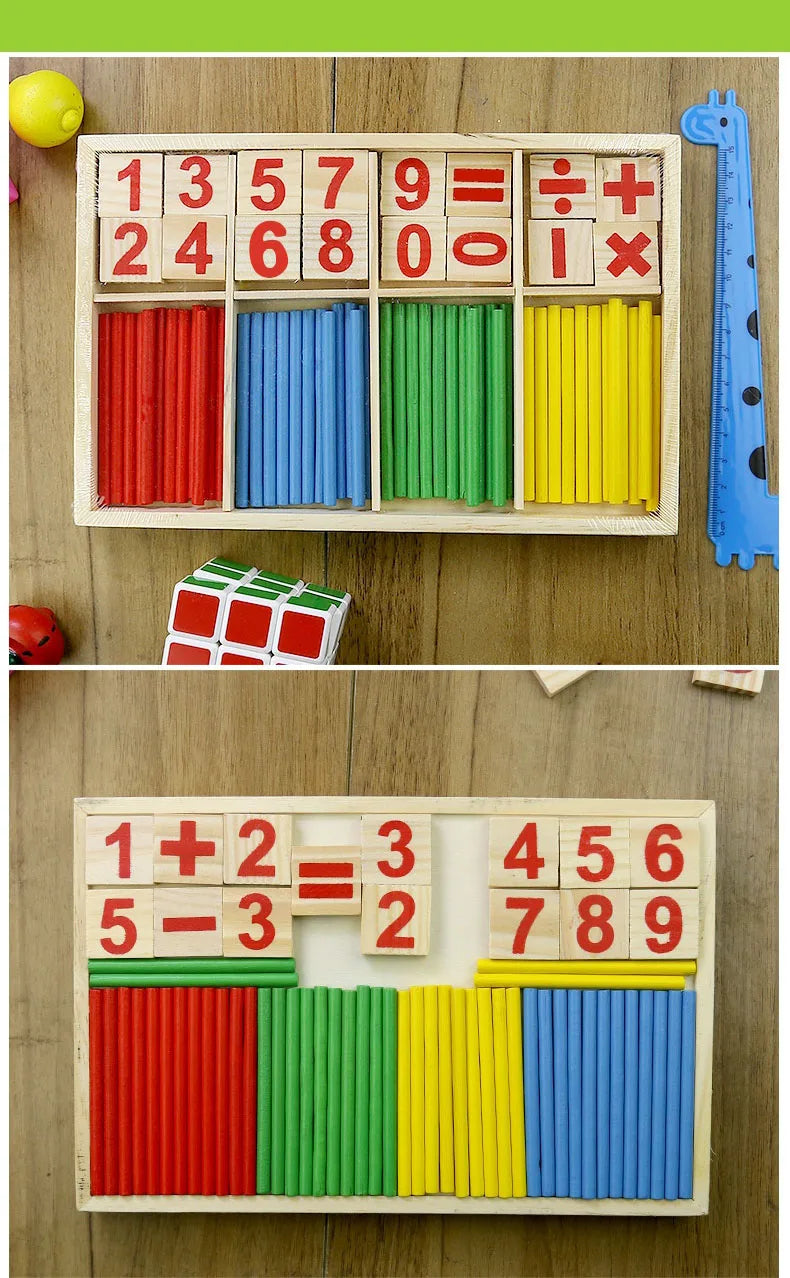 Kids Wooden Math Toys for Children Montessori Educational Learning Number Counting Sticks Kindergarten Mathematics Teaching Aids