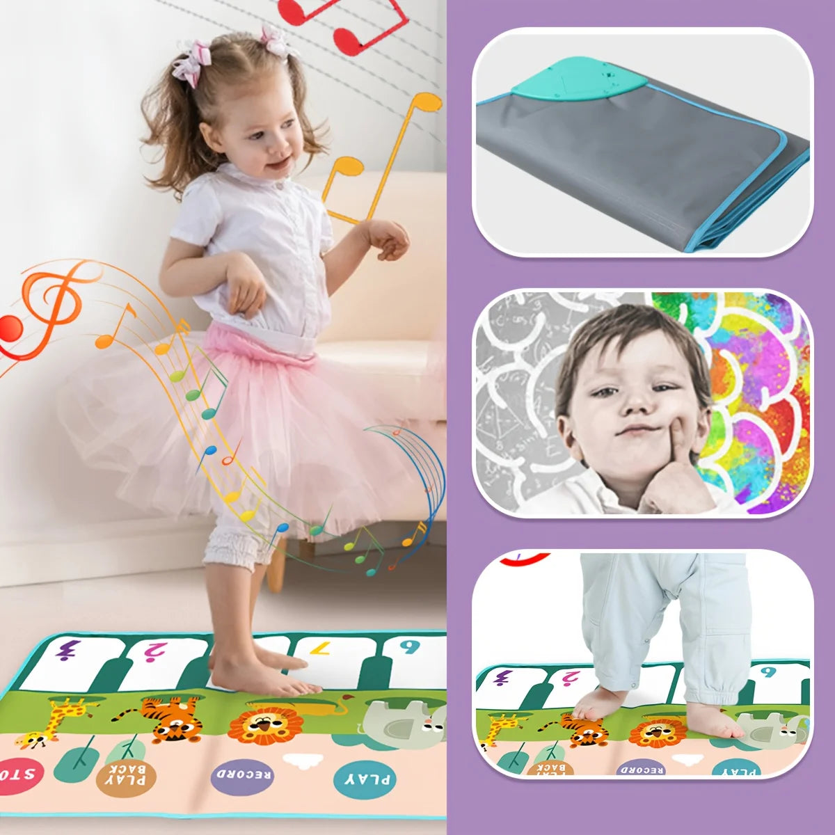 Kids Musical Piano Mats with Music Sounds,Musical Toys Floor Piano Keyboard Mat Blanket Touch Playmat Early Education Toys