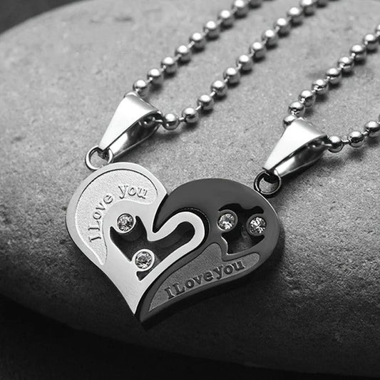 'I Love You' Stainless Steel Necklace Two Piece Set