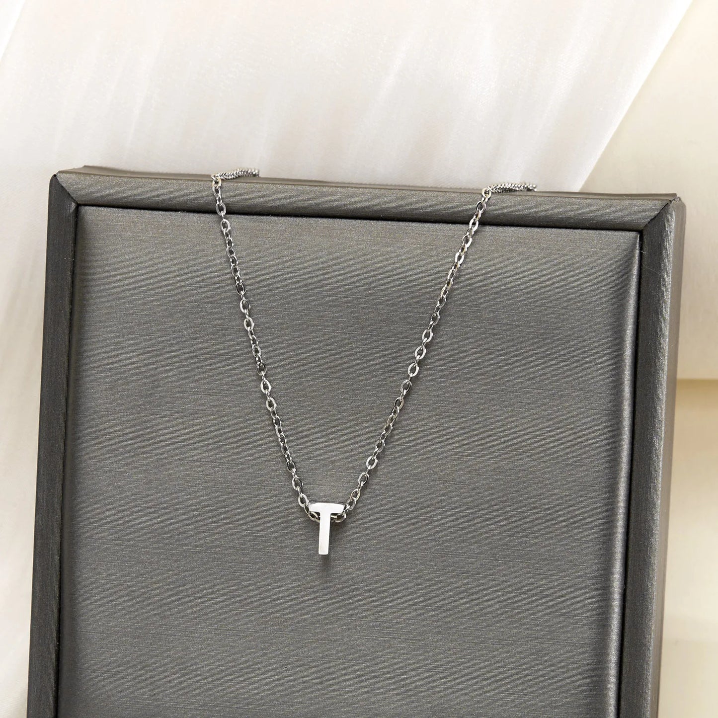 Silver Color Tiny A-Z Initial Letter Necklace for Women Stainless Steel 26 Alphabet Name Pendant Necklaces Jewelry Birthday Gift