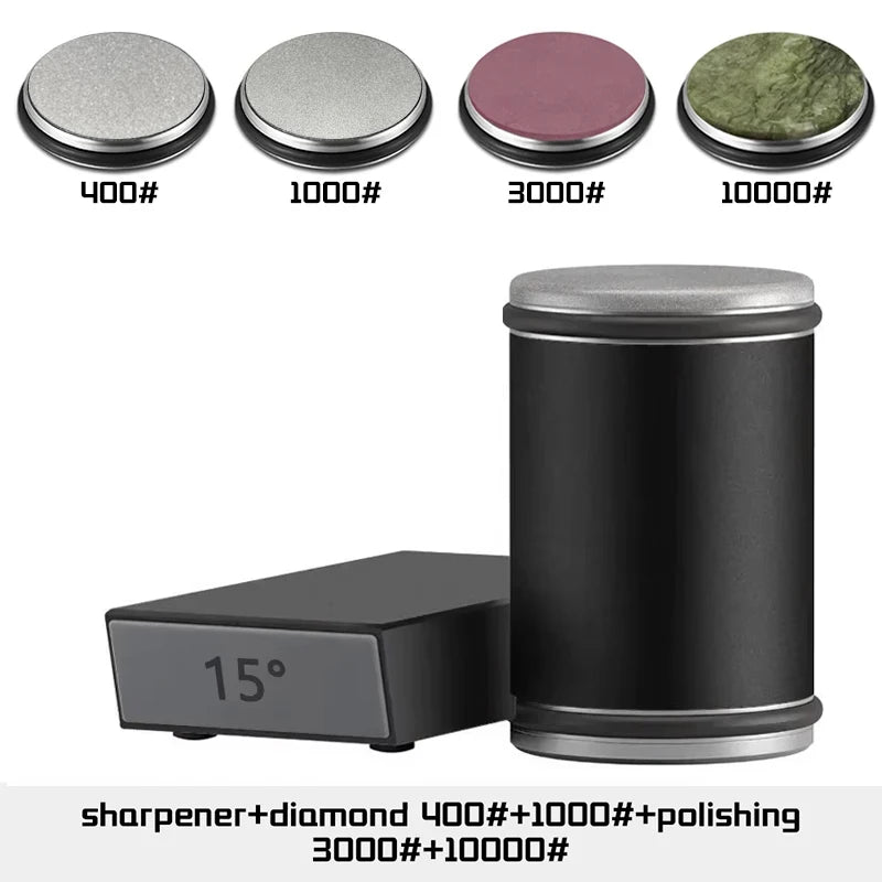 Niiruo Rolling Knife Sharpener Kit Double Sided Diamond Sharpening 15/20° Degree Magnetic Angle For Kitchen Knives Whetstone Set