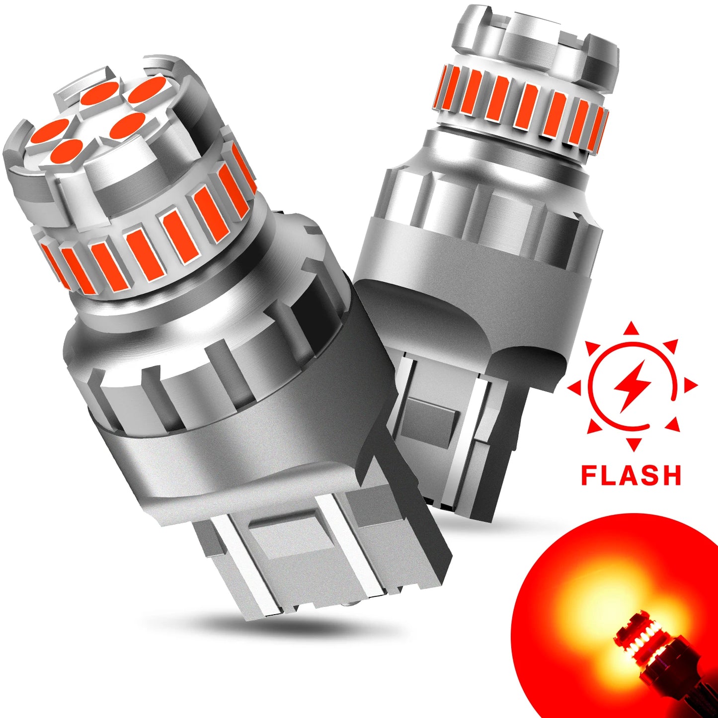 2PCS Flash Strobe T20 7443 W21/5W W21W Car Led Light Brake led Tail Signal Stop Light Bulb Back-Up Reverse Lamp Flash Red White