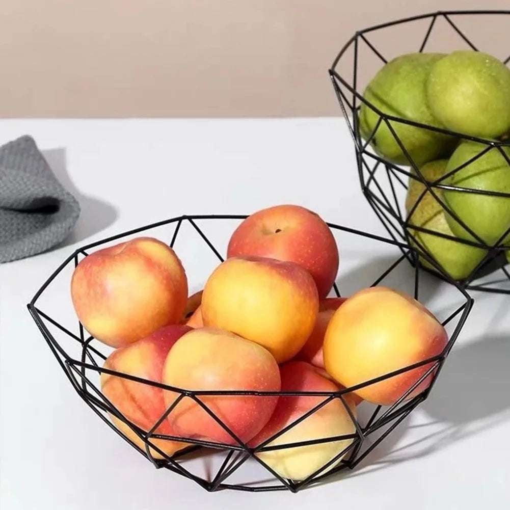 Metal Fruit Basket Simple Fruit Basin Multi-Size Iron Snack Bread Vegetable Storage Bowls Kitchen Eggs Dessert Holder Organiser
