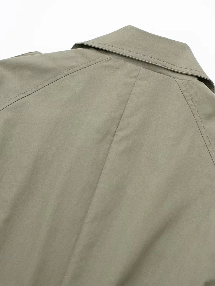 Women Trench Coat With Belt Solid Double Breasted