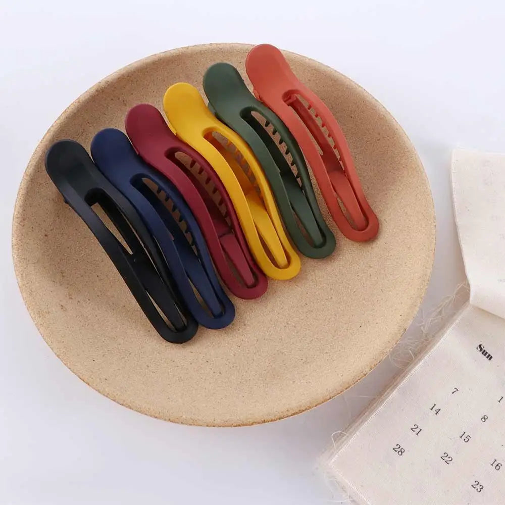 Large Matte Candy Color Hair Claw – Simple Plastic Duckbill Clip for Women and Girls