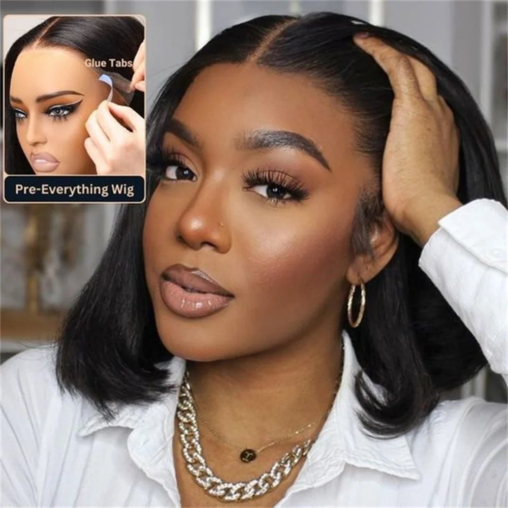 180% Straight Glueless Wig Ready To Go Human Hair Wigs Pre Cut Lace Air Wig Sale Wear And Go Bob Wigs For Women Human Hair