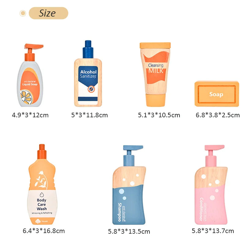 Children Pretend Play Toy Wooden Baby Care Washing Set Kids Imitation Game for Girls Montessori Learning Educational Toy