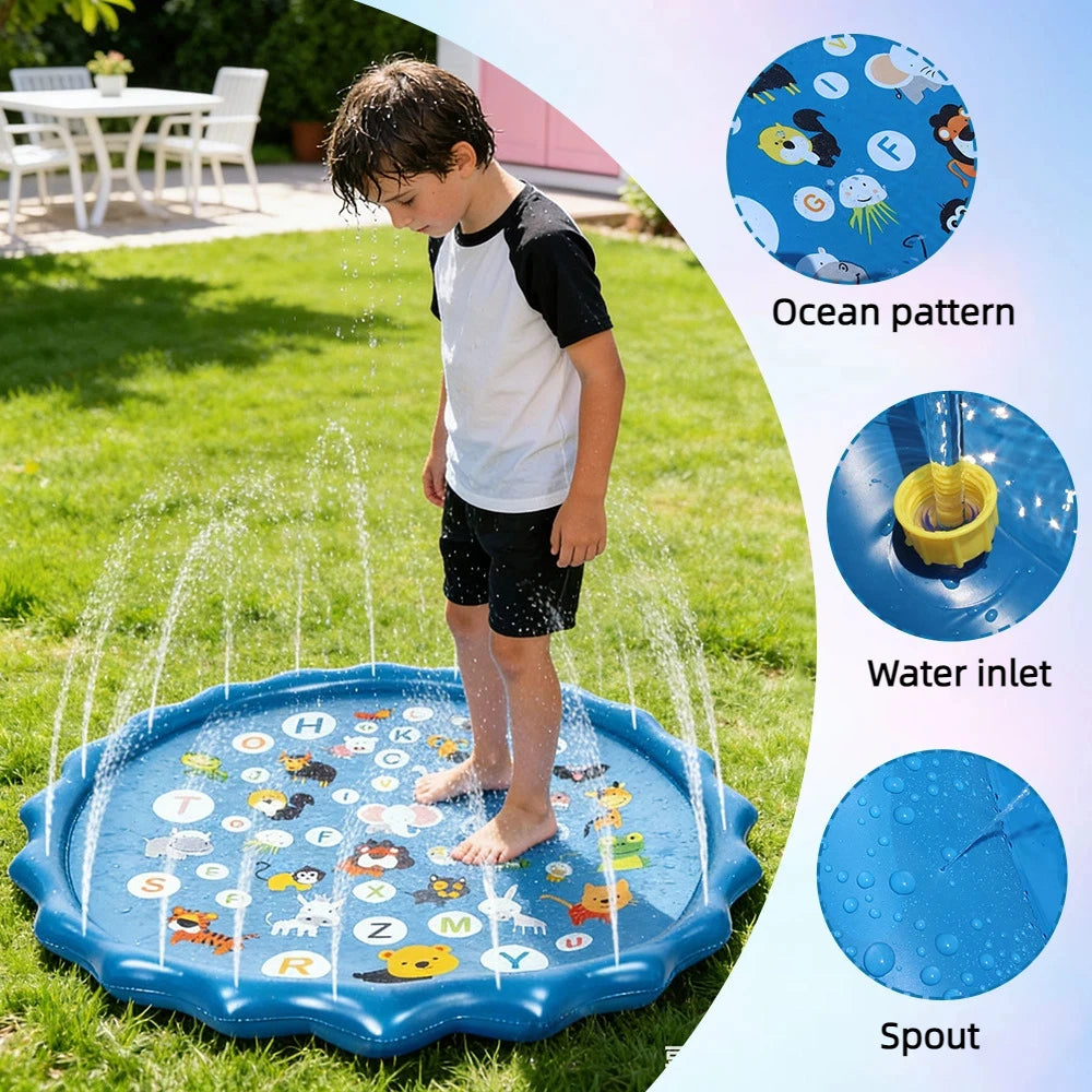 90 Cm Inflatable Water Play Mat Alphabet Beach Spray Mat Children Play Mat Summer Outdoor Backyard Water Toy Children