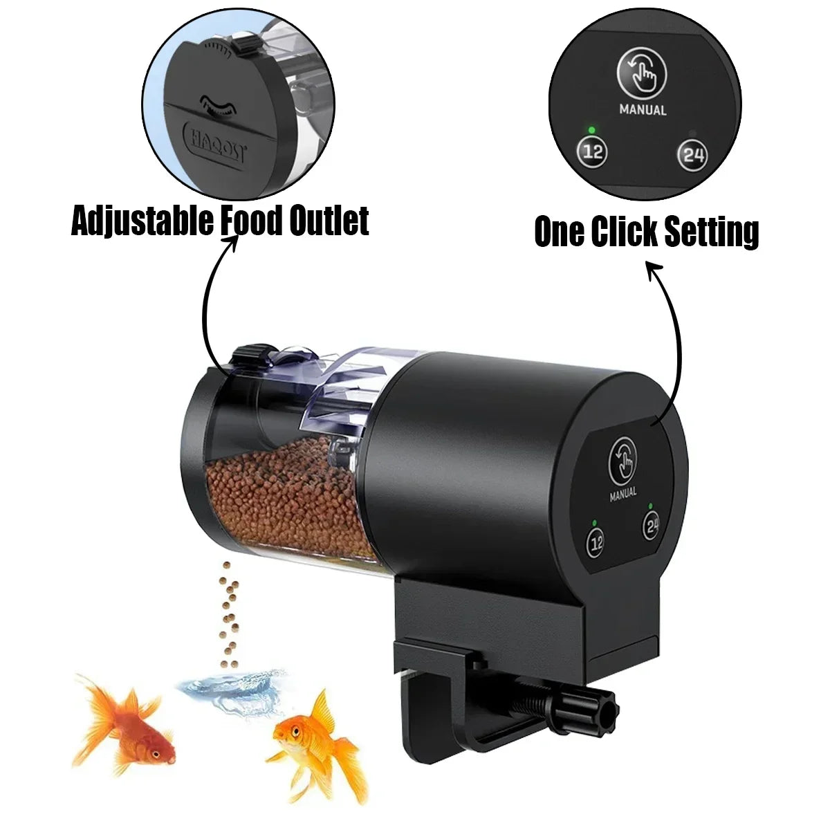 Automatic Fish Feeder for Aquariums – 100ml Capacity, Battery Operated & Easy to Set Up