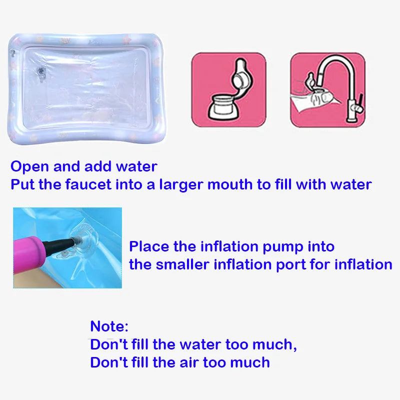65cm Square Shape Inflatable Baby Water Play Mat Infant Kid Tummy Time Water Pad Cushion Early Educate Develop Activity Toy