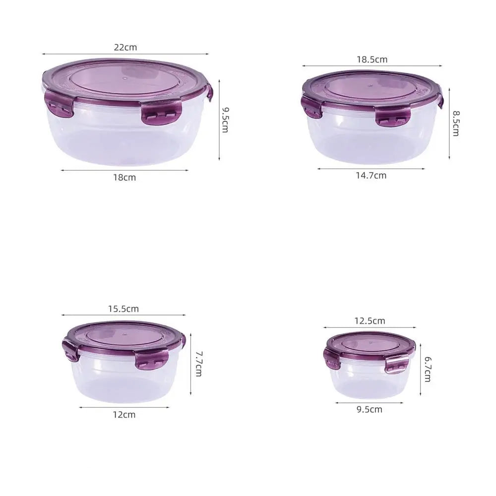 1/4Pcs Plastic Round Storage Box Safe Stackable Sealed Rectangular Food Containers with Lid Fresh-Keeping Box