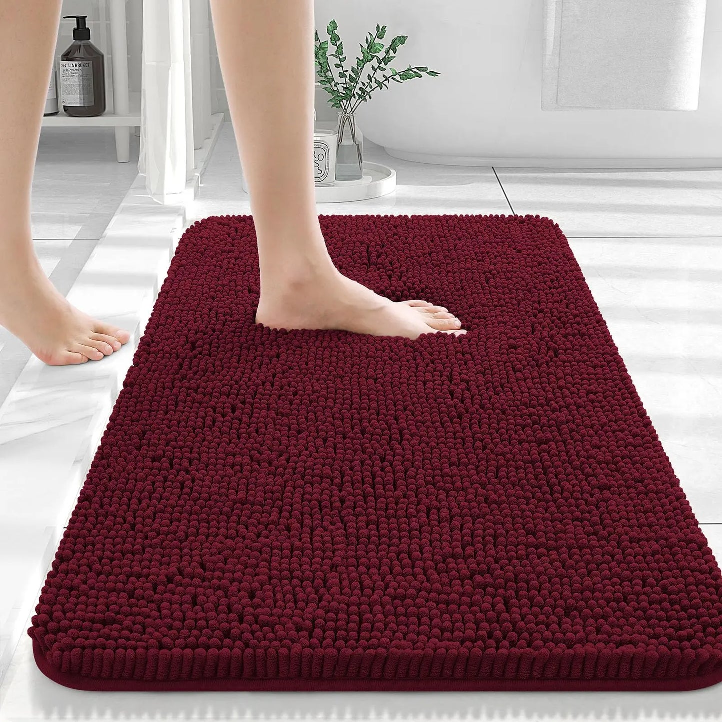Homaxy Chenille Plain Hairy TPR Material Door Mat Indoor Non Slip Door Mat Dirt Trap Absorbent Mat Absorbs Water Bathroom Mat