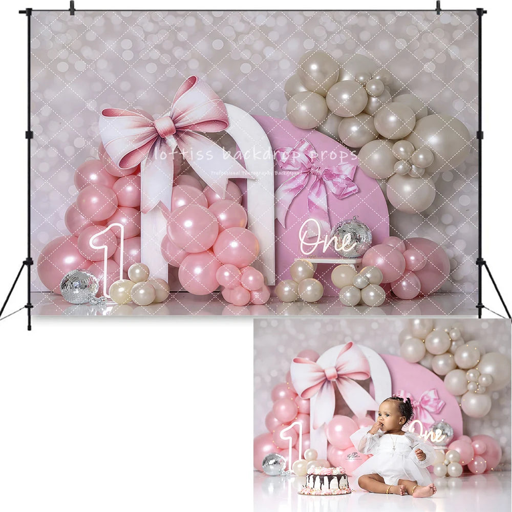 1st Birthday Cake Smash Backdrops Kids Baby Photography Child Photocall Fairy Balloons Wild One Garden Cute Bow Theme Background