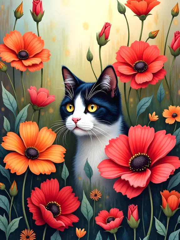 New Cow Cat 5D DIY Diamond Painting Kit Black and White Cats Portrait Diamond Embroidery Mosaic Carft Rhinestone Gift Home Decor