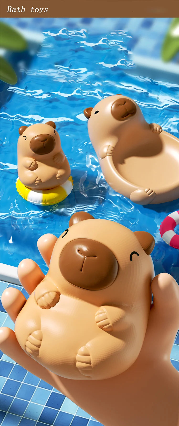 Baby bath toys, water play toys, shower toys. Cute capybara children's water play toys
