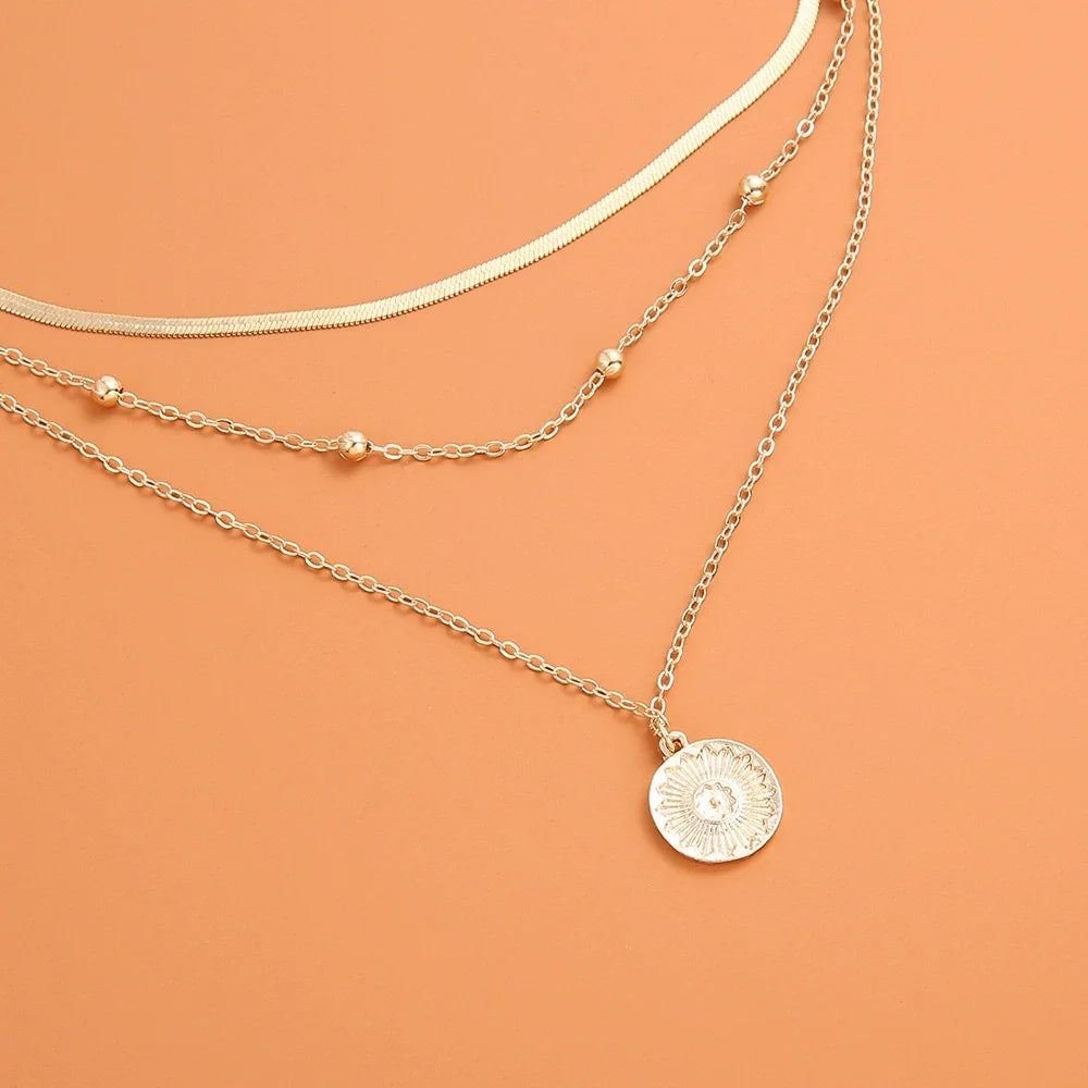 3 Layer Round Pendant Necklaces