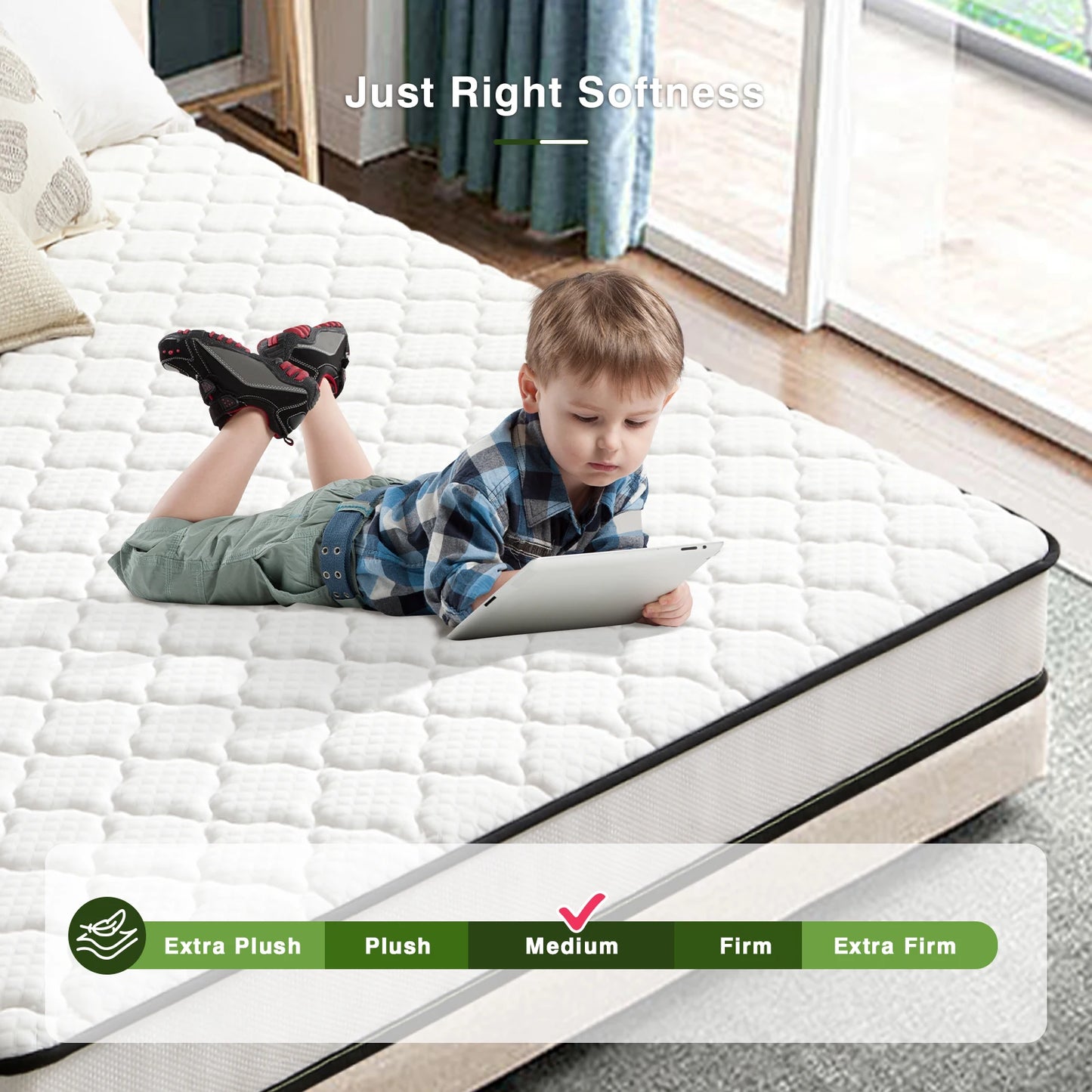 6 Inch innerpring Dream Ded Mattress Medium Firm Feel, Fiberglass Free, Host Youth Guest Bedroom, Mattress in A Box, Twin,Twinxl