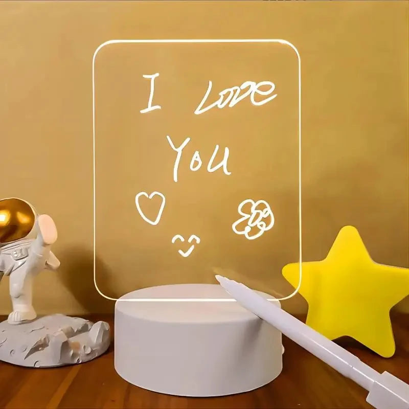 Handwritten Message Board LED Night Light USB Rechargeable Warm Light Kids Girlfriend Gift Home Decor Rewritable Note Pad Lamp