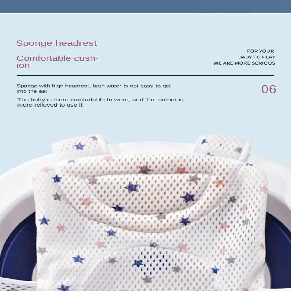 Baby Bath Net Mat Children Newborn Adjustable Bathtub Pillow Seat Cushion Cross-shaped Anti-slip Bathtub Shower Cradle Bed Seat