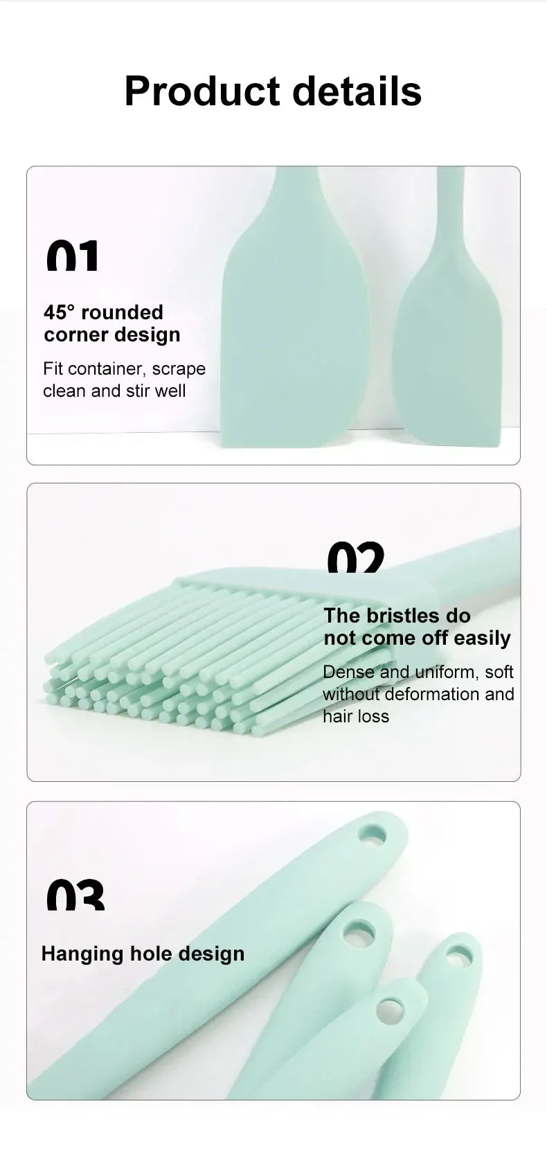 Silicone kitchenware 6-piece set, cream integrated scraper, spatula, oil brush, size scraper set