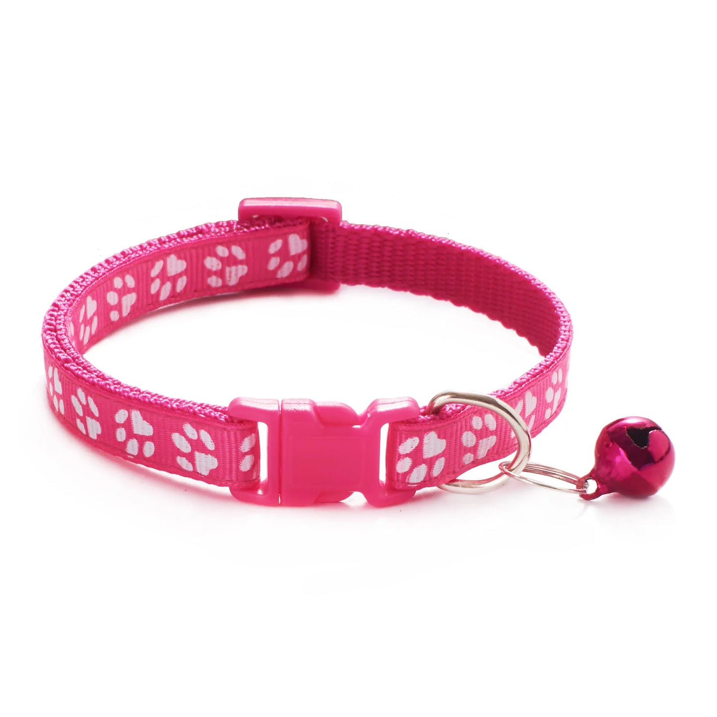 HABO Adjustable Pet Collar with Bell – Colorful Cartoon Footprint Necklace for Dogs, Puppies, Cats, and Kittens