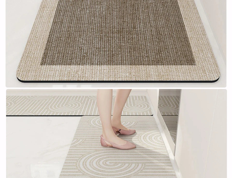 Kitchen Floor Mat Anti-slip Oil-proof Carpet Pvc Leather Waterproof Foot Mats Long Rug Brown Beige Home Decoration Rugs 주방 카펫