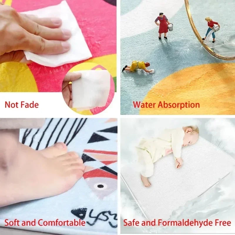 Play Room Carpet Mat Rug Kids Amusement Park Theme Home Decoration Train Track Floor Mat Game Room Decor Non Slip
