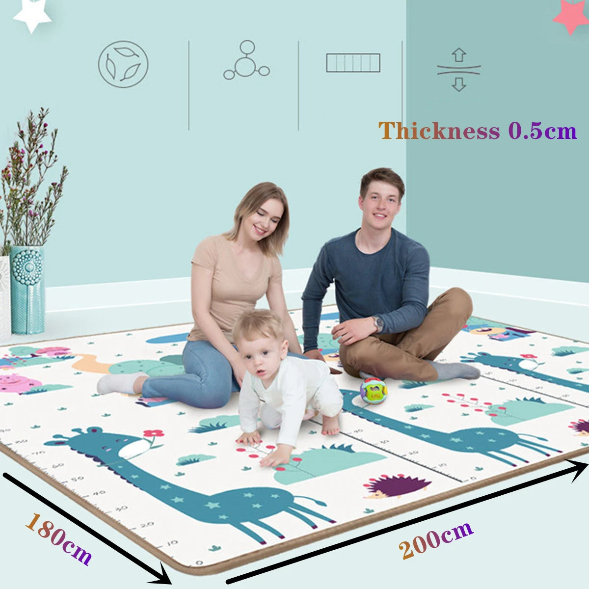 200*180 cm Thickness 0.5cm Baby Play Mat Children Puzzle Toy Crawling Carpet Kids Rug Game Activity Gym Developing Rug Foam Soft