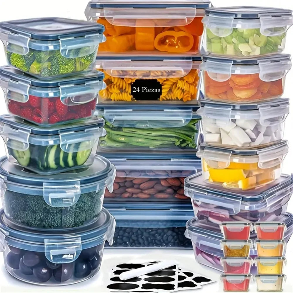 Kitchen Food Containers 12pcs-set, BPA FREE Lunch Box Sugar Cereals Storage Container