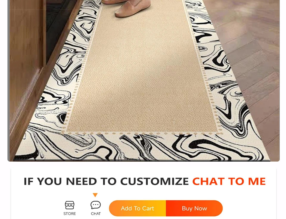 Kitchen Rug Pvc Waterproof Leather Carpet Beige Long Floor Mat Non-slip Oil-proof Home Decoration Vinyl Rugs Alfombras De Cocina