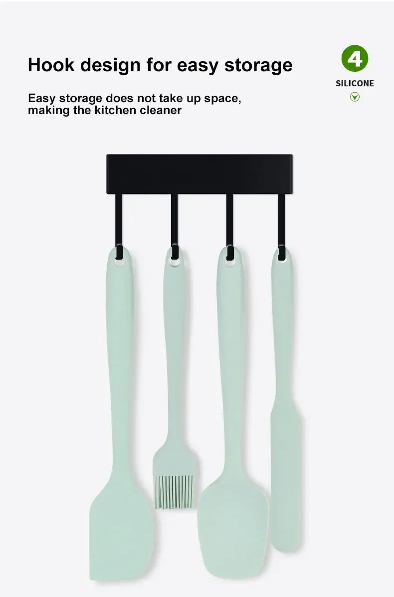 Silicone kitchenware 6-piece set, cream integrated scraper, spatula, oil brush, size scraper set