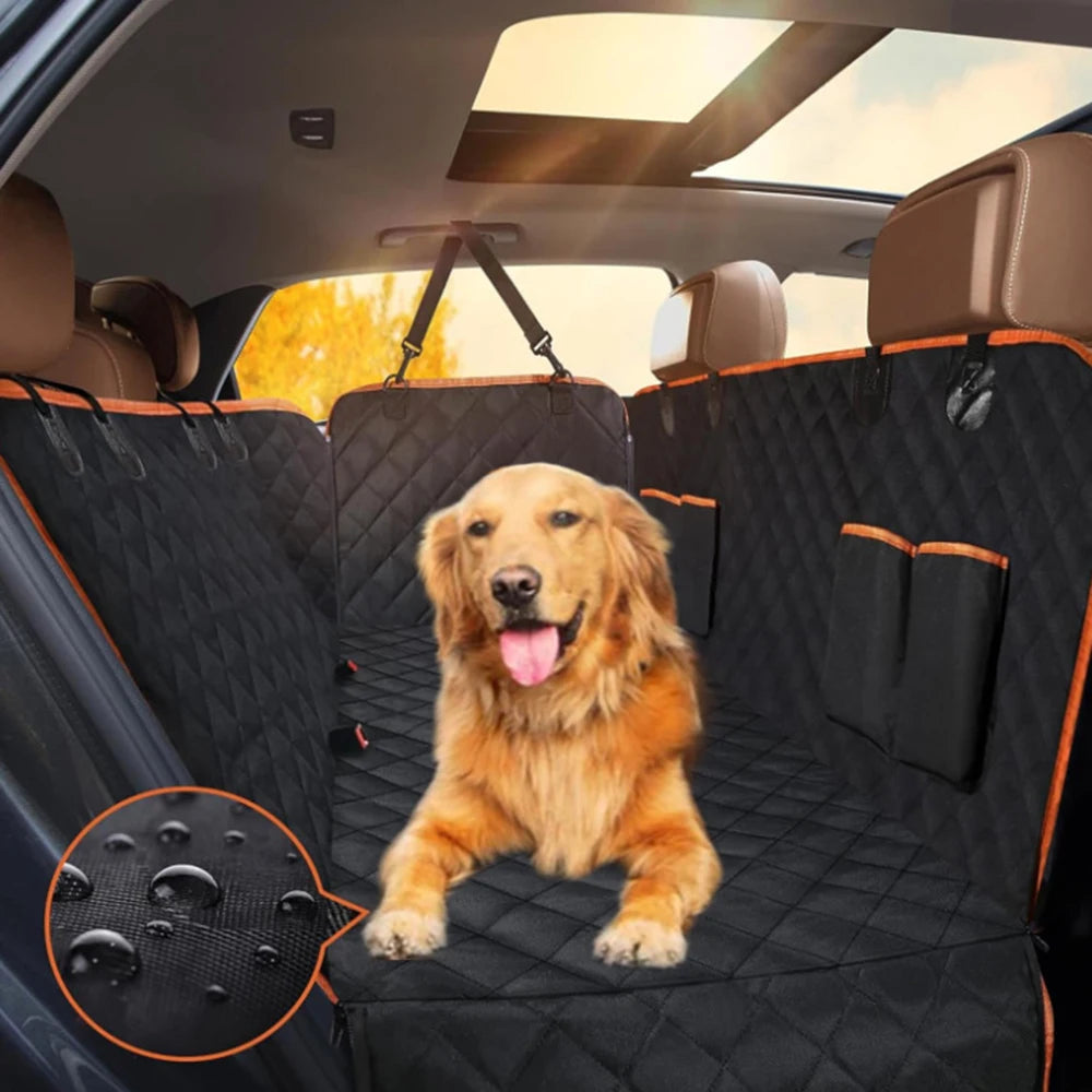 1PC Dog Car Seat Cover Suitable For Rear Seats, Waterproof Seat Protector, Scratch Resistant Pet Car Pad, Black Orange