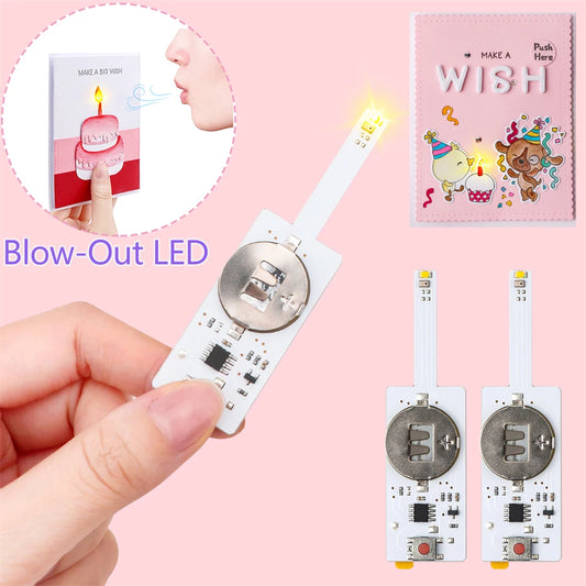 3-6Pcs/set Creative Blow-Out LED Candle Light for Light-Up Birthday Card Perfect for Scrapbook layouts and POP-up Projects Light