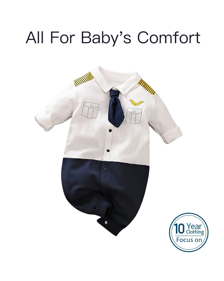 Newborn Clothes Handsome Airplane Long Dress Cotton Soft 0-18 Boys And Girls Spring andAutumn Long Sleeved Baby Jumpsuit