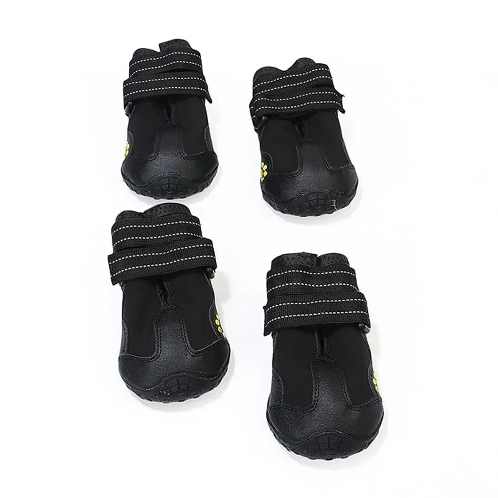Dog Socks & Boots – 4pcs Reflective Waterproof Anti-Slip Shoes for Medium and Large Dogs, Warm for Snow & Rain