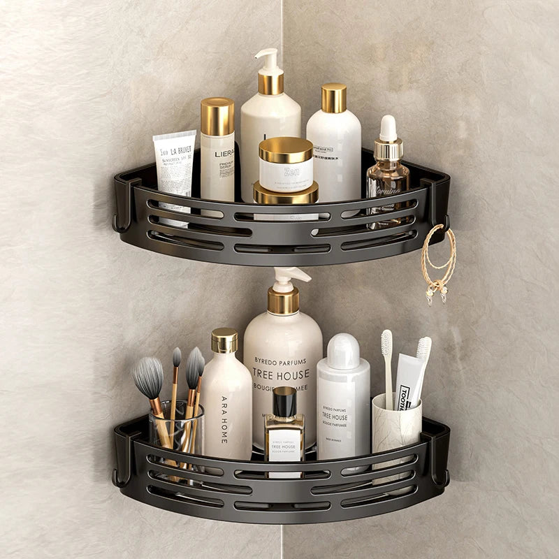 Modern Bathroom Corner Organiser Rack Self Adhesive Shower Shelf For Cosmetics Toiletries Storage Valentines Day Gift Home Decor