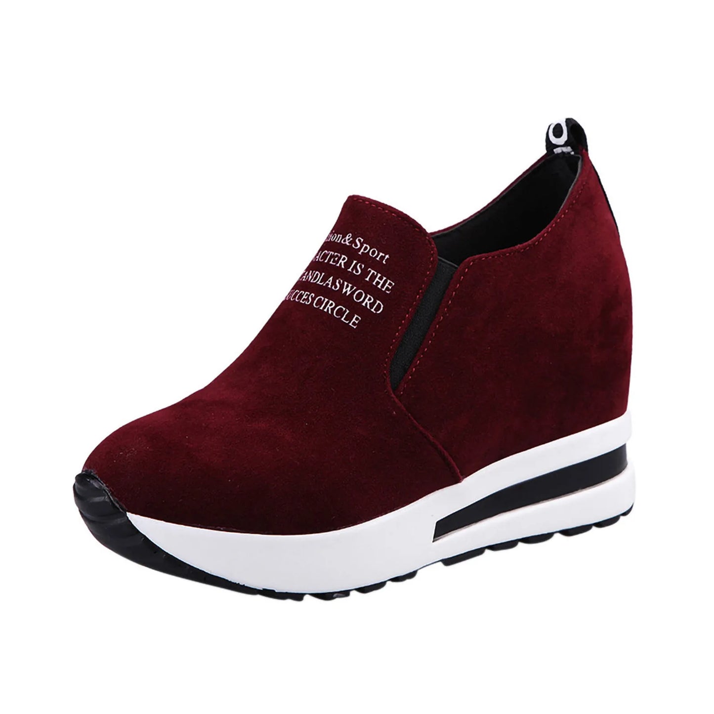 High Platform Shoes 2024 Spring Breathable Suede Sneakers Hidden Increasing Sport Shoes Women Wedge Casual Chunky Shoes
