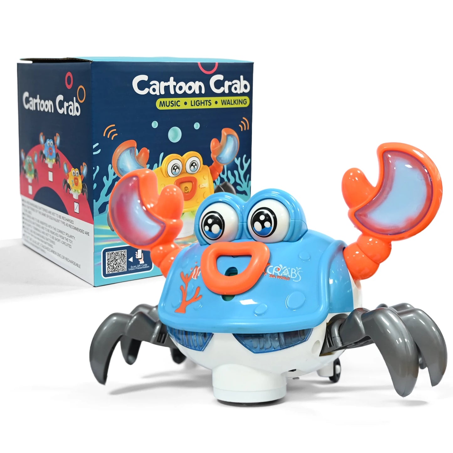 Crawling Crab Toy with Lights and Music – Interactive Electronic Pet with Obstacle Avoidance for Babies
